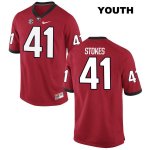 Youth Georgia Bulldogs NCAA #41 Eric Stokes Nike Stitched Red Authentic College Football Jersey HZF4754UU